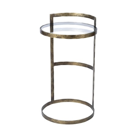 Gfancy Fixtures Round Glass Top Accent Table with Gold Metal Frame GF3084865